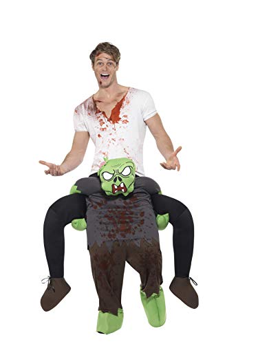 Smiffys 49671 Piggyback Zombie Costume, Green/Grey, One Size