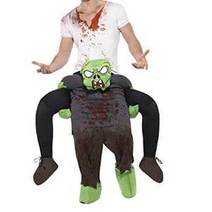 Smiffys 49671 Piggyback Zombie Costume, Green/Grey, One Size