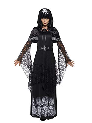 Smiffys Adult Women's Black Magic Mistress Costume, Dress, Belt and Cape, Legends of Evil, Halloween, Size: M, 45203