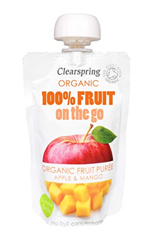 Clearspring Organic 100 percent Fruit On The Go Apple and Mango Puree, 120g