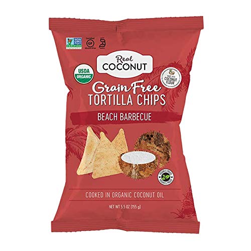The Real Coconut Organic Coconut Tortilla Chips Beach Barbecue 155g (Pack of 12)