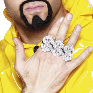Smiffys 3-in-1 Dollar Rapper Ring - Silver