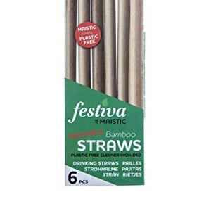 Maistic Natural Drinking Bamboo Straws 6 per Pack