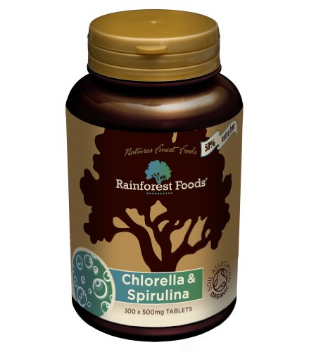 Rainforest Foods Organic Combined Chlorella and Spirulina Tablets 500mg Pack of 300