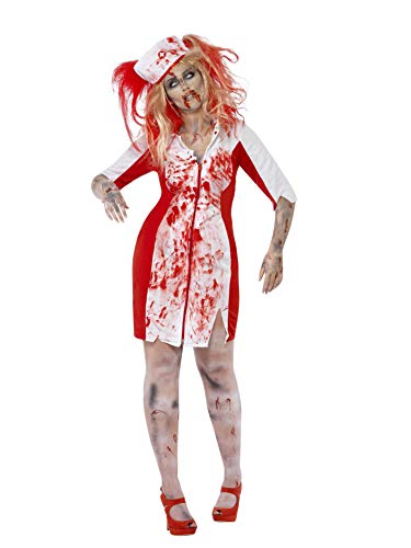 Smiffys Adult Women's Curves Zombie Nurse Costume, Dress and Headpiece, Zombie Alley, Halloween, Size: XXL, 44340