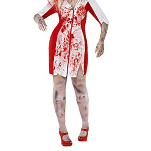 Smiffys Adult Women's Curves Zombie Nurse Costume, Dress and Headpiece, Zombie Alley, Halloween, Size: XL, 44340