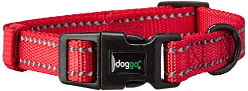 Doggo Reflective Everyday Nylon Dog Collar, Red, Small | Doggo