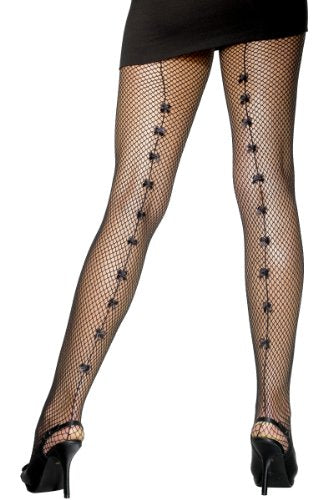 Fever Women’s Fishnet Tights with Satin Bows, Black, One Size