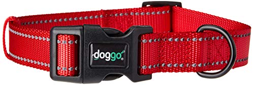 Doggo Reflective Everyday Nylon Dog Collar, Red, Large | Doggo