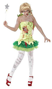 Smiffys Women's Zombie Fairy Costume, Dress, Latex Chest & Wings, Size: S, Colour: Green, 40060