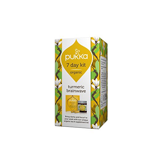 Pukka Herbs 7 Day Brainwave Kit, Turmeric Tea and Supplements with Brahmi and Gotu Kola