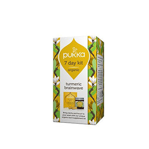 Pukka Herbs 7 Day Brainwave Kit, Turmeric Tea and Supplements with Brahmi and Gotu Kola