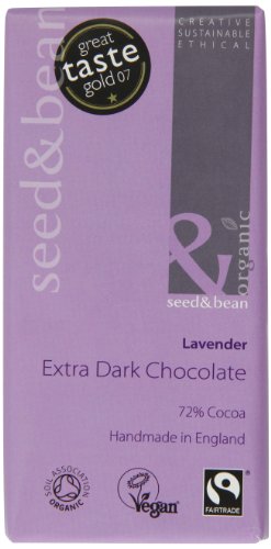 SEED & BEAN Organic & Fairtrade Extra Dark 72% Lavender Bar 85g (PACK OF 4)