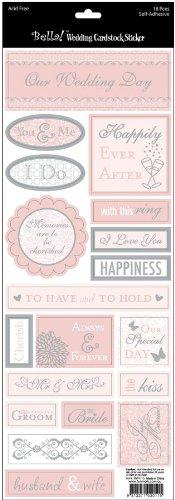 Ruby Rock-It BWC15 Wedding Foiled Cardstock Stickers 4.5 in. x 12 in.-Phrases-Pink and White With Silver