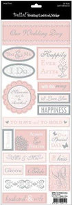 Ruby Rock-It BWC15 Wedding Foiled Cardstock Stickers 4.5 in. x 12 in.-Phrases-Pink and White With Silver