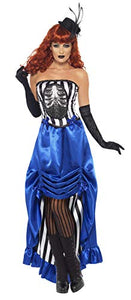 Smiffys Women's Grotesque Burlesque Pin Up Costume, Corset and Skirt, Size: S, Colour: Blue, 38867