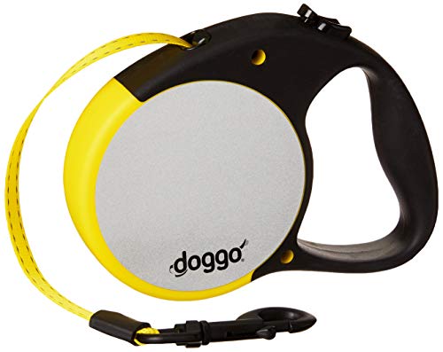 Doggo Reflective Retractable Dog Lead, Neon Yellow, Large | Doggo