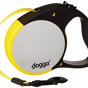 Doggo Reflective Retractable Dog Lead, Neon Yellow, Large | Doggo