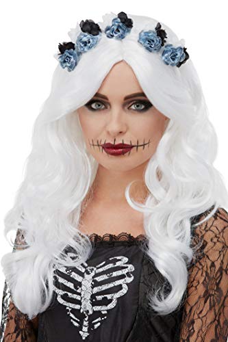 Smiffys 52161 Day of The Dead Wig, Women, White