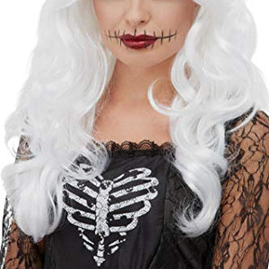 Smiffys 52161 Day of The Dead Wig, Women, White