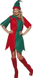 Smiffys Women's Elf Costume, Hat and Tunic, Multicolored (Red/ Green), X-Large