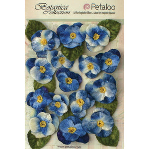 Petaloo Botanical Vintage Velvet Pansies (15 Pack), 1" to 1.5", Royal Blue