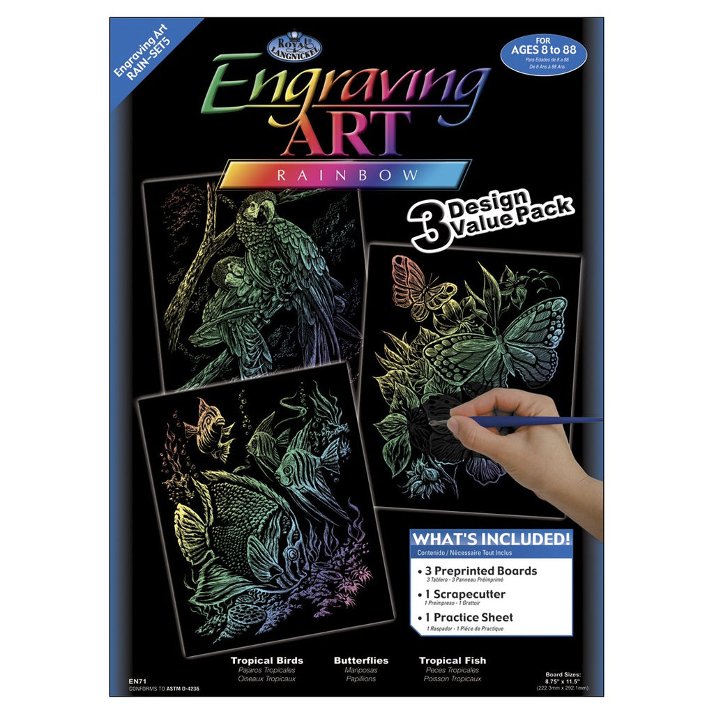 Royal and Langnickel Engraving Art 3 Design Value Pack, Rainbow