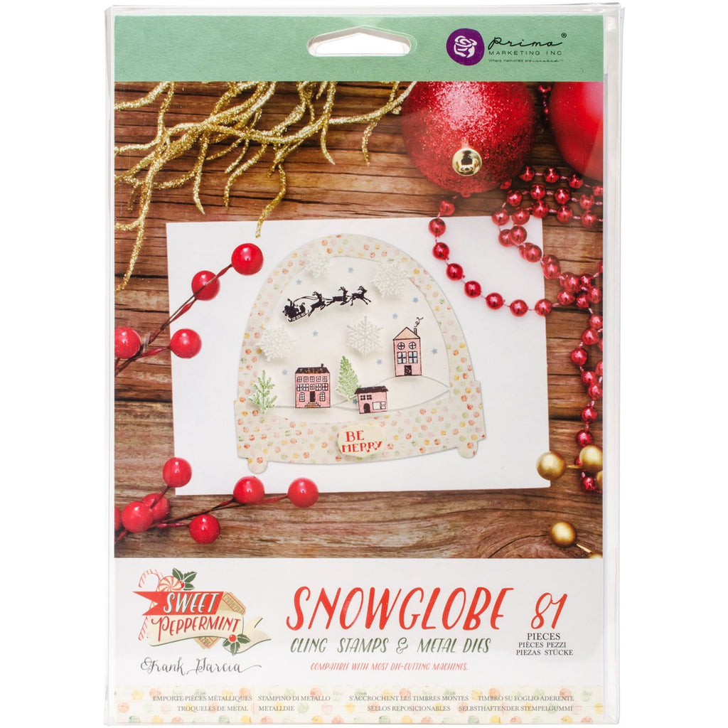 Prima Marketing 991432 Stamp & Dies-Sweet Peppermint Snow globe
