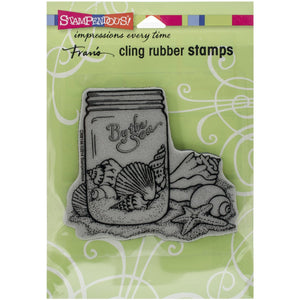 Stampendous cling rubber stamp seashell jar