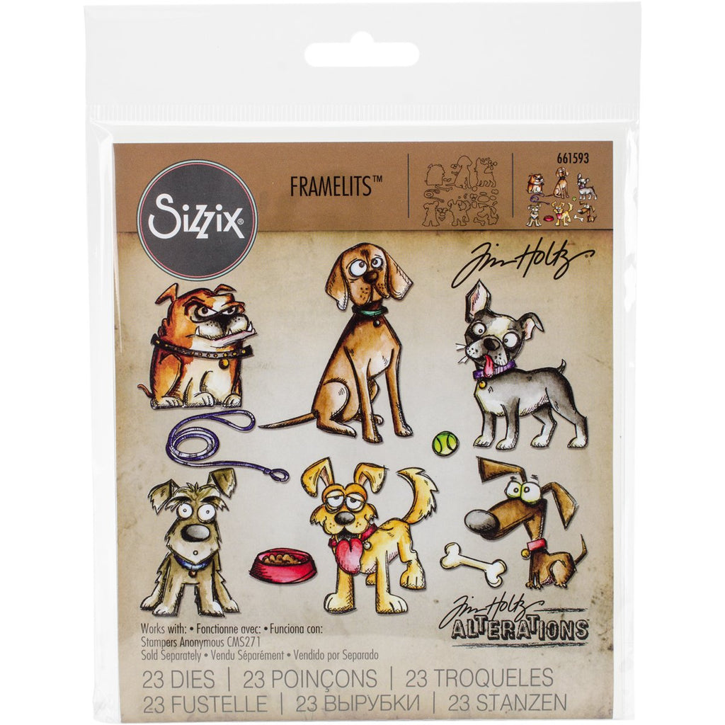 Sizzix Doodlebug SIZ661593 THoltz Framelits Die Crazy Dogs