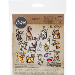 Sizzix Doodlebug SIZ661594 THoltz Framelits Die Mini Cats & Dogs Crazy