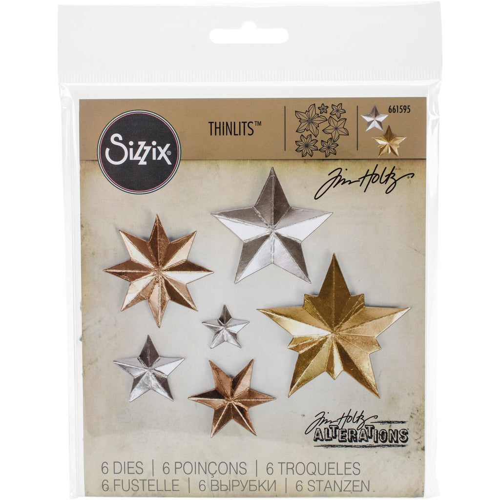 Sizzix 661595 Thinlits Die Set, Dimensional Stars by Tim Holtz (6-Pack),,