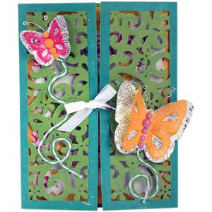 Sizzix 661390 Thinlits Die Set, Gatefold Card, Butterflies by Lori Whitlock (10-Pack),,