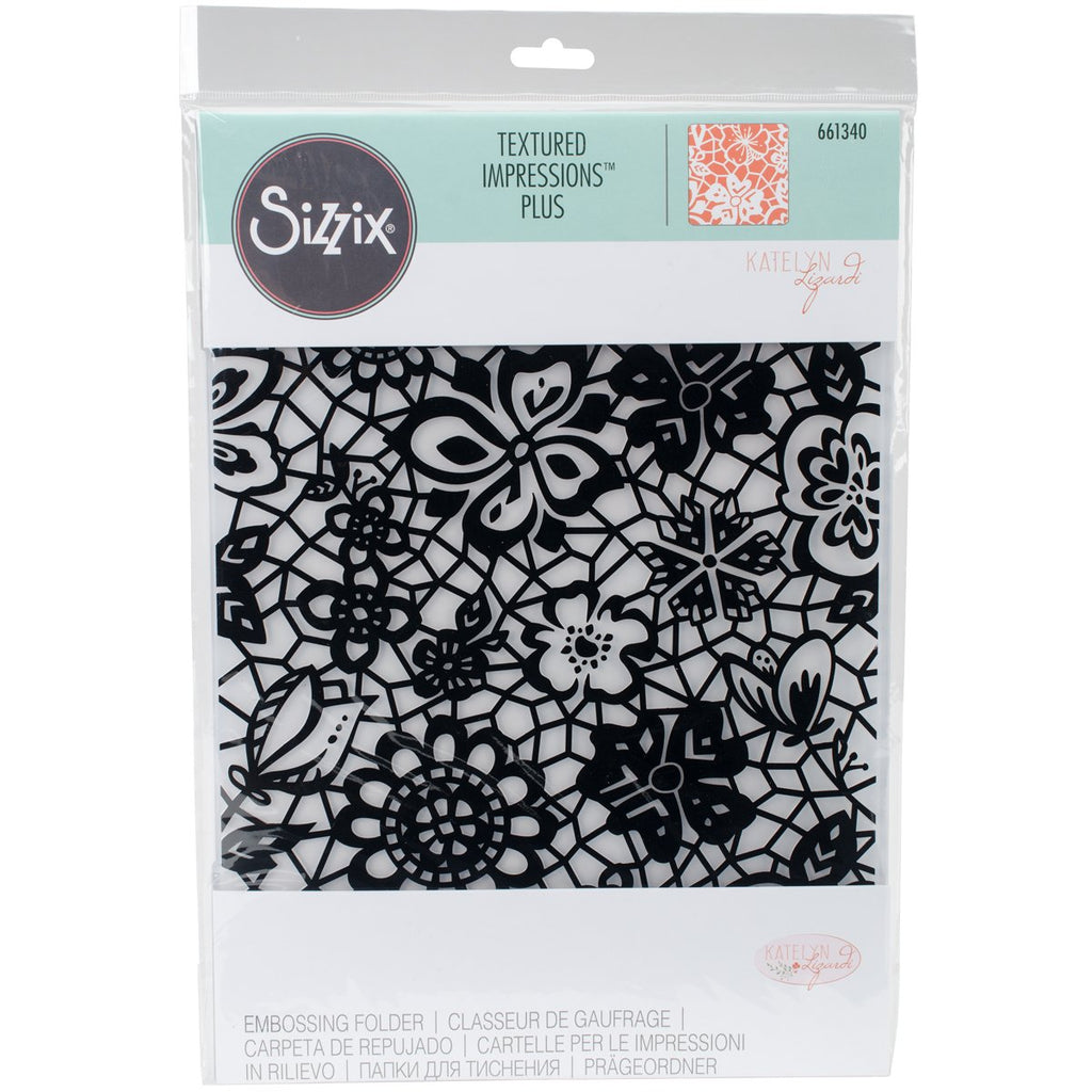 Sizzix 661340 Textured Impressions Plus Embossing Folder, Botanical Lace by Katelyn Lizardi