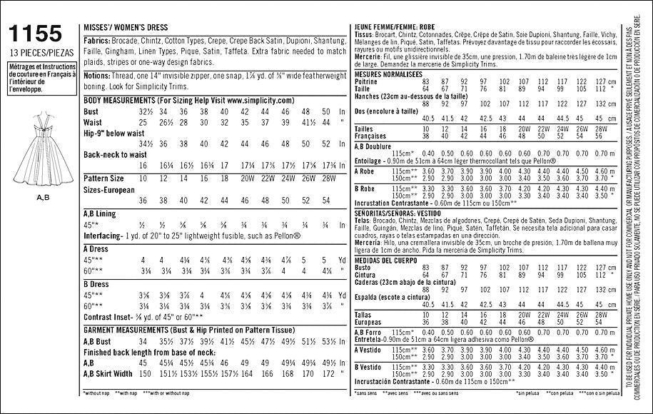 Simplicity Patterns US1155AA Miss and Miss Plus Vintage Dress, AA (10-12-14-16-18)