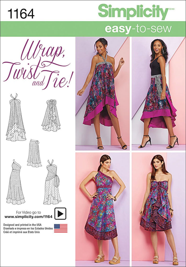 Simplicity Patterns US1164A Misses' Double Layer Wrap Skirt, A (XS-S-M-L-XL)