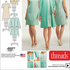 Simplicity Patterns US1168H5 Misses Dresses and Coat or Jacket, H5 (6-8-10-12-14)