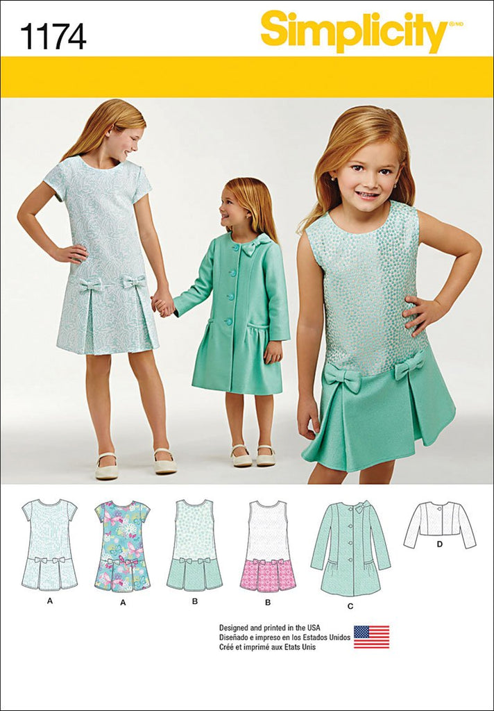 Simplicity Patterns US1174K5 Child's and Girls' Dress, Coat and Jacket, K5 (7-8-10-12-14)