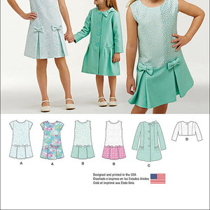 Simplicity Patterns US1174K5 Child's and Girls' Dress, Coat and Jacket, K5 (7-8-10-12-14)