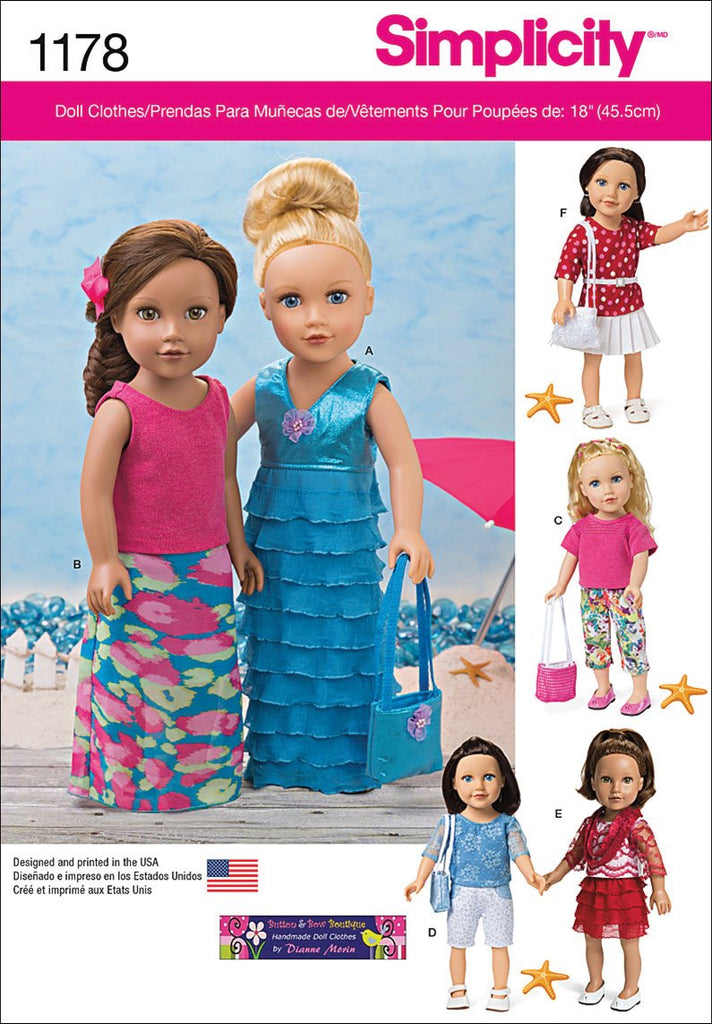 Simplicity Patterns 18"-Inch US1178OS Modern Clothes for Doll, OS (ONE SIZE)