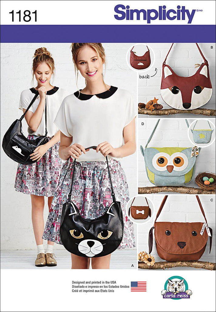Simplicity Patterns US1181OS Animal Bags, OS (ONE SIZE)