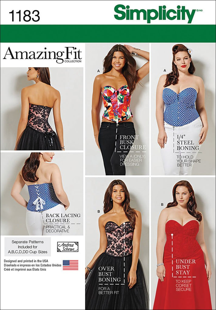 Simplicity Patterns US1183AA Misses' and Plus Size Corsets, AA (10-12-14-16-18)