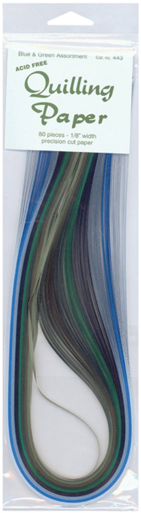 Quilling Paper 1/8" 80/Pkg-Blue/Green (8 Colors)