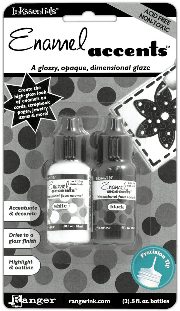 Ranger GAC27355 Inkssentials Enamel Accent, 0.5-Ounce, Black/White, 2-Pack