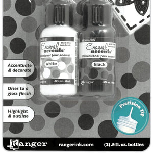 Ranger GAC27355 Inkssentials Enamel Accent, 0.5-Ounce, Black/White, 2-Pack