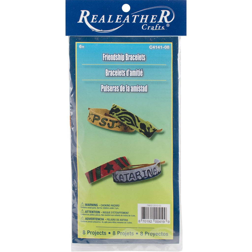 Realeather Crafts Leather Craft Kit, Friendship Bracelets, 8-Pack