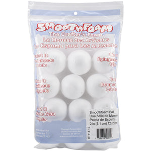Smoothfoam 12-Pack Balls Crafts Foam for Modeling, 2-Inch, White