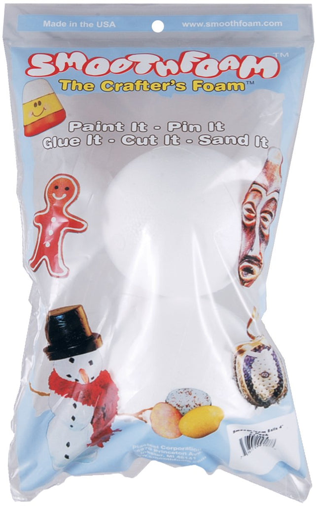 Smoothfoam 2-Pack Balls Crafts Foam for Modeling, 4-Inch, White