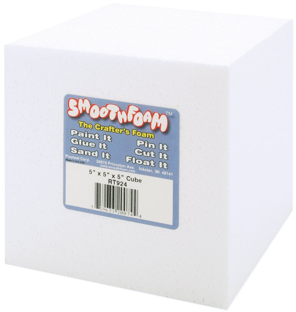 Smoothfoam Cube Crafts Foam for Modeling, 5-Inch, White