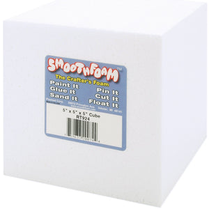 Smoothfoam Cube Crafts Foam for Modeling, 5-Inch, White